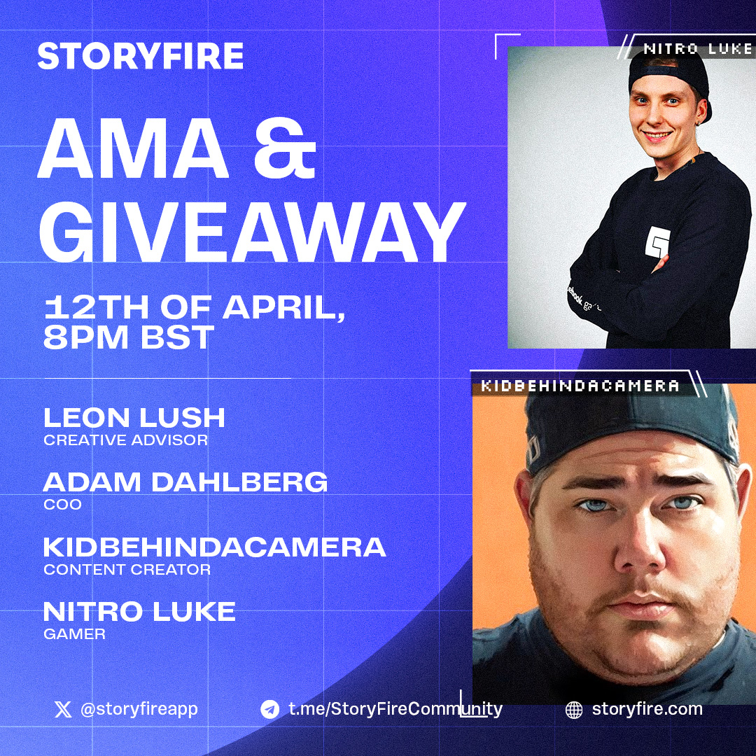 Our StoryFire Spaces AMA is LIVE! 🎙️ Come tune in now with @LeonLush, @NitroLukeDX, @NetNobody and @Lyricoldrap as we discuss StoryFire: Oasis, Web3, Content Creation and much more 🚀 Tune in: twitter.com/i/spaces/1djGX…