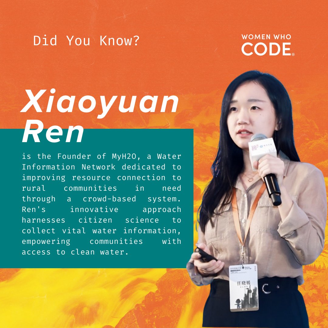 #DidYouKnow

Xiaoyuan Ren is the Founder of MyH2O, a Water Information Network dedicated to improving resource connection to rural communities through a crowd-based system. Ren's innovative approach harnesses citizen science to collect vital water information.

#ClimateTech