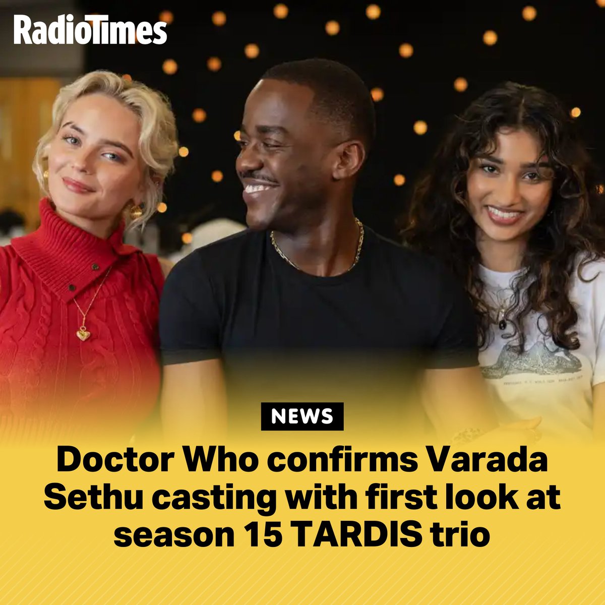 #DoctorWho confirms Varada Sethu casting as a companion with a new look at the season 15 TARDIS trio 💙 💙 💙 Read the full story here: radiotimes.com/tv/sci-fi/doct…