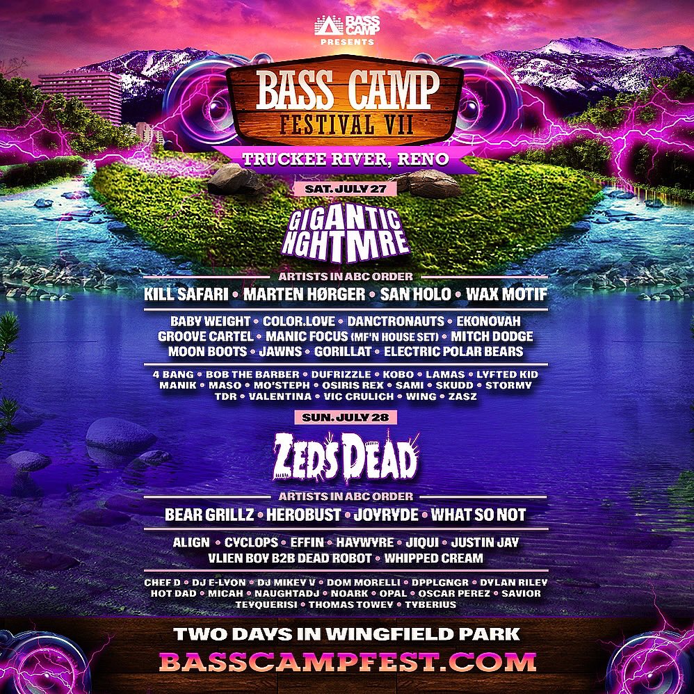 🎉 It’s finally here! Artist lineup by day. Single day tickets go on sale this Monday, April 15, at 10:00 AM Pacific time for just $129.00. Hurry up and get locked in at that price!! Tier prices will go up. 🔗 Link In Bio @BassCampFest #basscamp #reno #dancetronauts #djs #edm