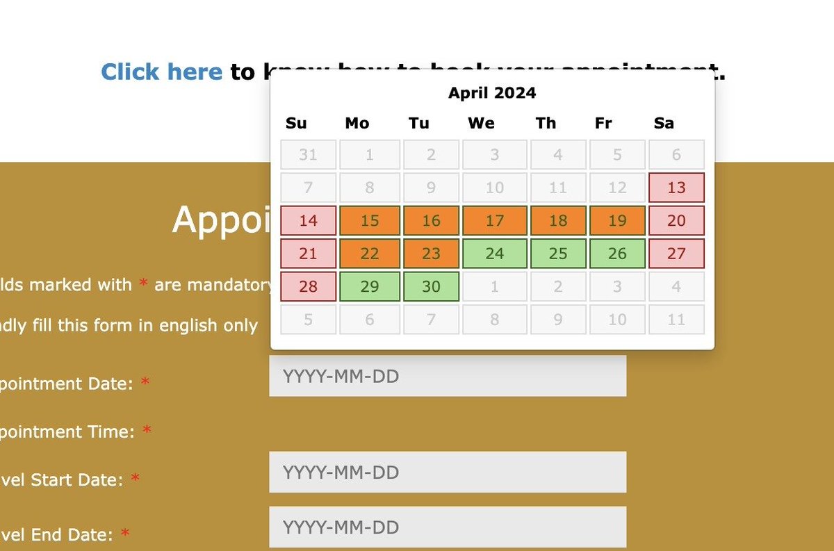 #Spain Hyderabad has some appointment slots available for April, 2024. Do check and book if planning to travel.