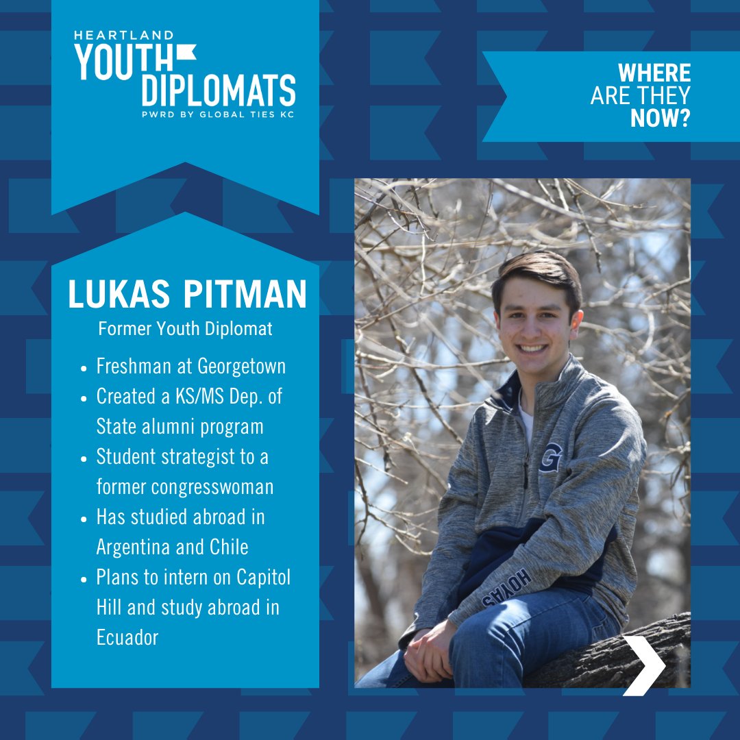 globaltieskc's tweet photo. We're so proud of our #YouthDiplomats alumni like Lukas Pitman. They get to do amazing things after attending the program: studying abroad, winning grants, college involvement, to name a few!

Learn more about the #YouthDiplomatsInstitute here: https://t.co/zrNMtWoH0G https://t.co/XtS2x6GInI