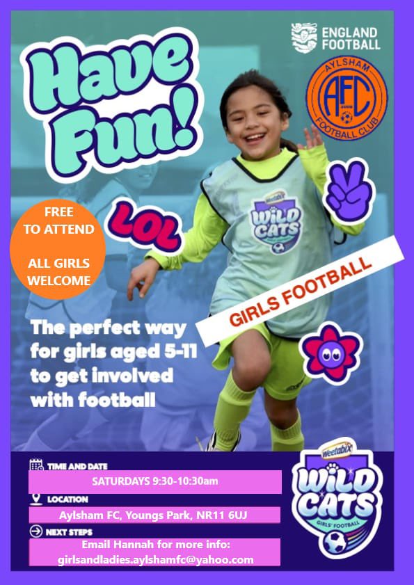 With the weather warming up why not come and join in with our Wildcats sessions. Free for Girls 5-11 !⚽️🟠🔵