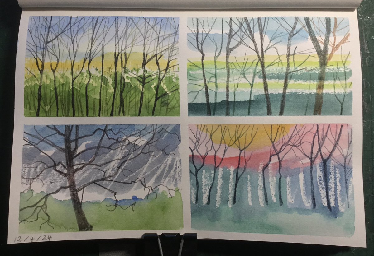 #drawing 4288 winter tree landscapes #thedailysketch #adrawingaday #inktensepencils