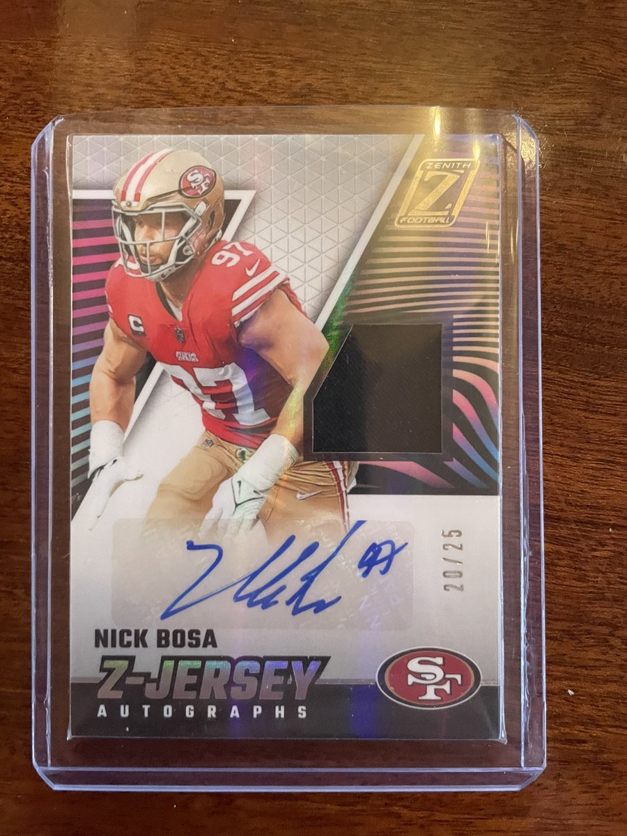 Huge giveaway from <a href="/PaniniAmerica/">Panini America</a> for #49ers fans!

Autographed Nick Bosa Zenith Z-Jersey card numbered 10/25

To enter you have to: 
- Retweet this
- Be following me
- Be subscribed to #49wz YouTube channel (link below)

Winner selected early next week
 m.youtube.com/@49erswz