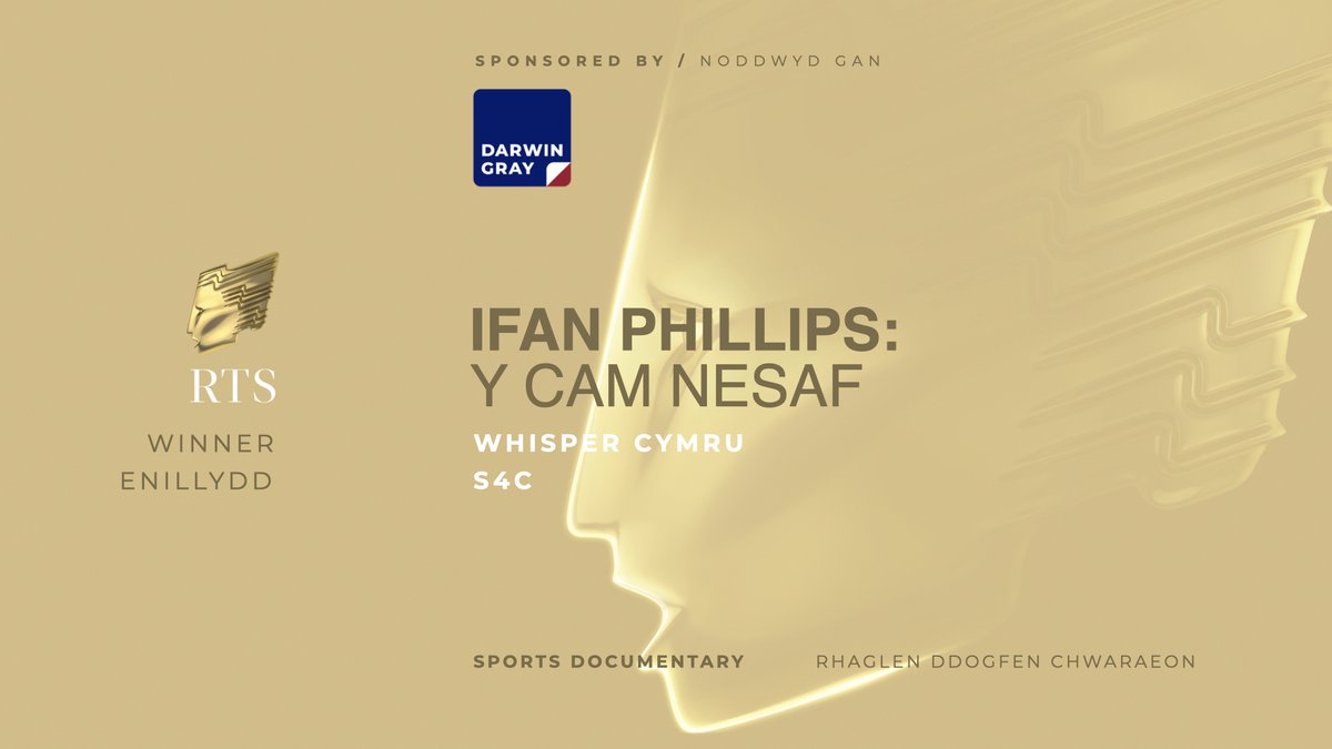 <a href="/UniSouthWales/">University of South Wales</a> <a href="/GelertPost/">Gelert</a> <a href="/Slam_Media/">Slam Media</a> <a href="/BBCWales/">BBC Wales 🏴󠁧󠁢󠁷󠁬󠁳󠁿</a> <a href="/UKScreenSkills/">ScreenSkills</a> <a href="/OctagonContent/">Octagon Content</a> <a href="/hanshs4c/">Hansh</a> <a href="/ITVCymruWales/">ITV Cymru Wales</a> <a href="/FilmsKailash/">Kailash Films</a> <a href="/Channel4/">Channel 4</a> <a href="/C4Press/">Channel 4 Press</a> <a href="/WeAreYetiMedia/">Yeti Television</a> <a href="/cbbc/">CBBC</a> <a href="/rondomedia/">Rondo</a> <a href="/S4C/">S4C 🏴󠁧󠁢󠁷󠁬󠁳󠁿</a> <a href="/Jigsaw24Media/">Jigsaw24 Media</a> Congratulations to IFAN PHILLIPS: Y CAM NESAF for winning the Sports Documentary category! 

🏆 Llongyfarchiadau gwresog i <a href="/WhisperCymru/">Whisper Cymru</a> a <a href="/S4C/">S4C 🏴󠁧󠁢󠁷󠁬󠁳󠁿</a> am ennill y categori Rhaglen Ddogfen Chwaraeon! 

#RTSCymruAwards