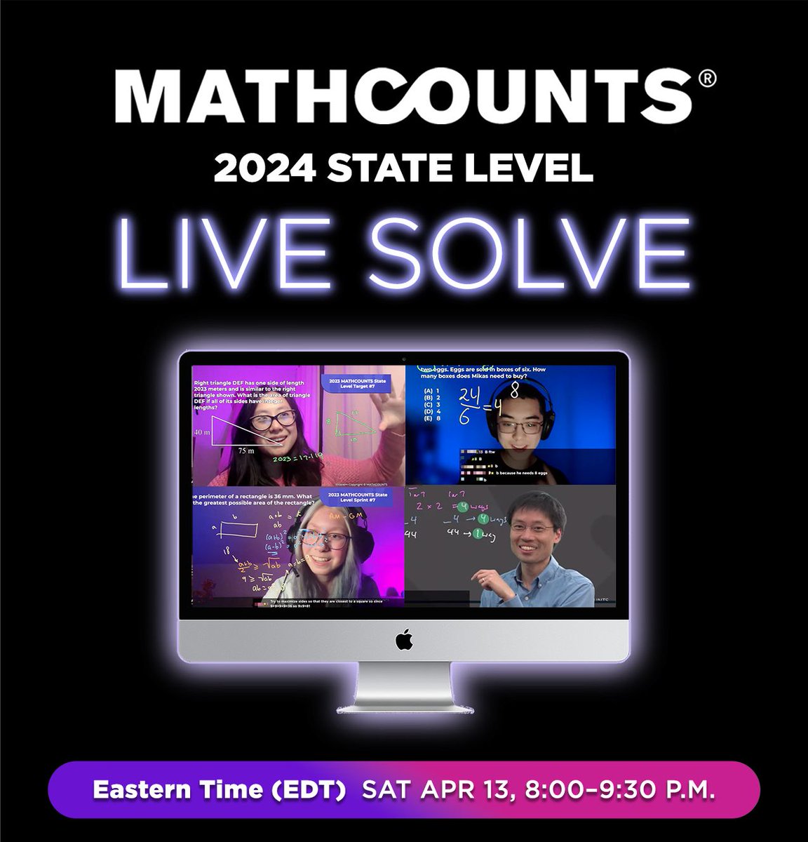 Join @PoShenLoh's team of alumni tomorrow as they solve the 2024 MATHCOUNTS State Competition during an interactive livestream! Sign up here: live.poshenloh.com/2024-mathcount…