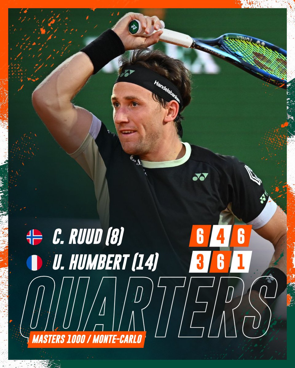 Here to stay 🇳🇴 Ruud overcomes Humbert to lock in a semi-final clash with Djokovic! #RolexMonteCarloMasters