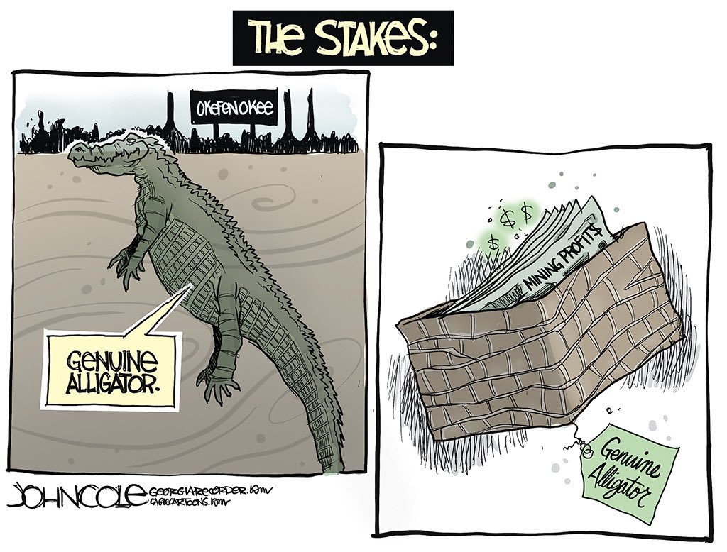 This week’s Georgia Recorder ‘toon: Push is coming to shove as mining interests set their sights on land close to Georgia’s Okefenokee Swamp wilderness. @GeorgiaRecorder