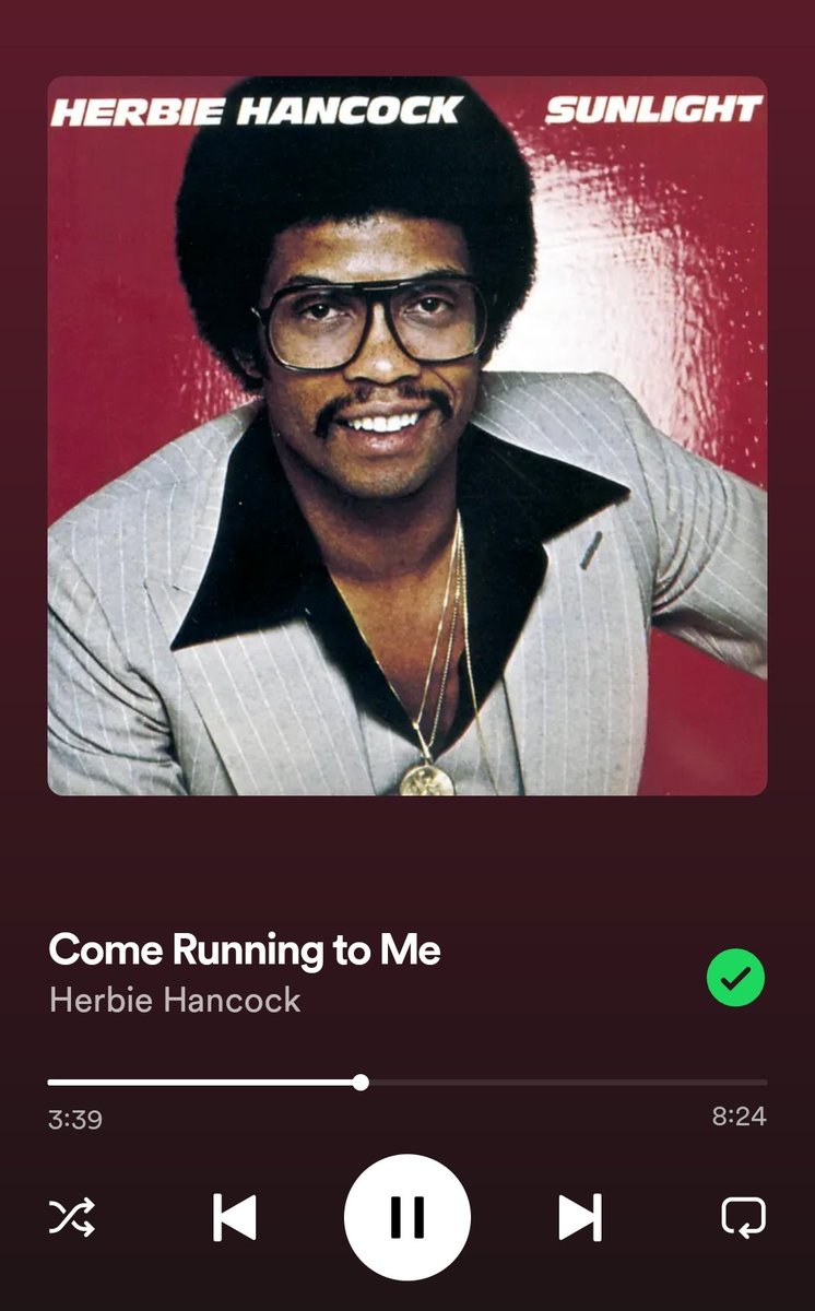 The first time I 'heard' this song, it was through a sample on a song called 'Destiny' by Myron. Sigh. It's bitter sweet because I can't hear the vocoder and not think of Casey Benjamin. 💜 Herbie Hancock 'Come Running to Me'.