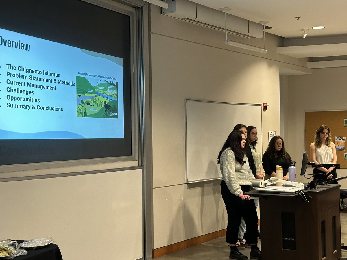 Case Group F comprising of Jessica Doman Mishell Itkind Abby Millard Kayley Reid Lauren Schofield speaking about #Wildlife connectivity in the Chignecto Isthmus region in #NovaScotia. @DalhousieU @DalScience @SRES_Dal