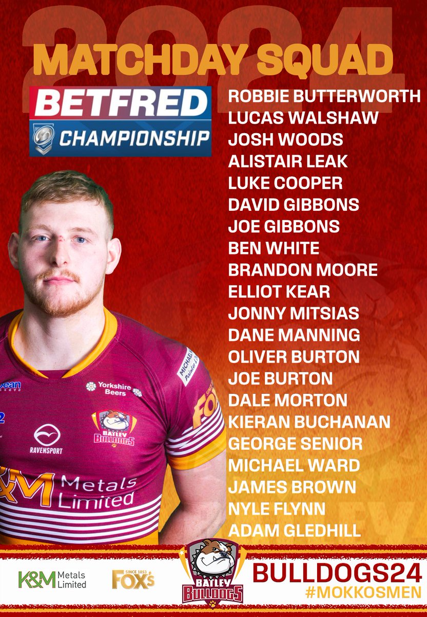 TEAM NEWS | Mokko has announced his 21-man squad ahead of Sunday's @Betfred Championship fixture against @OfficialHavenRl away! #MOKKOSMEN