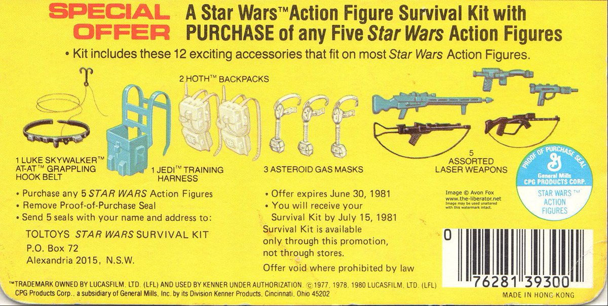 Looks like someone sent in 5 proof-of-purchased for a Star Wars Action Figure Survival Kit!