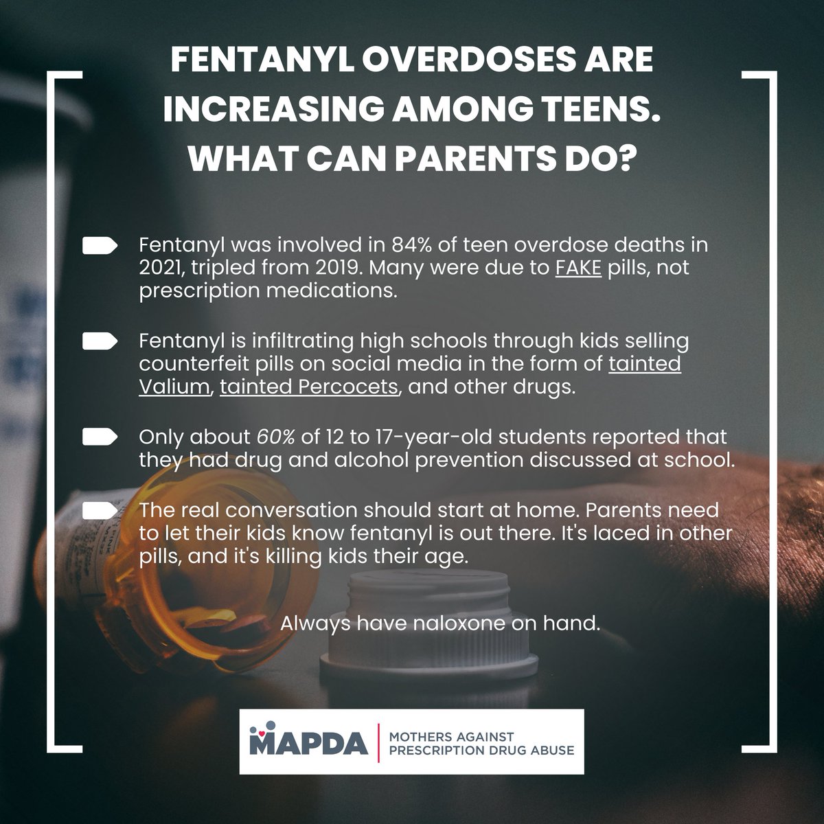 Teen and adolescent overdoses are on a swift rise due to drug dealers targeting them on social media. No drug is safe unless directly given by a legitimate pharmacy or dispensary. Just ONE pill can contain enough fentanyl to kill someone. It's not worth the risk. Have the…