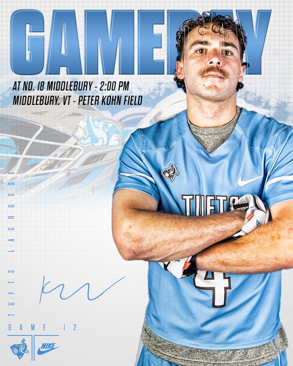 MLAX | LAST ROADIE OF THE REGULAR SEASON! @TuftsLacrosse finishes its road regular season slate today at Middlebury College at 2 PM in a big NESCAC contest in a rematch of last year's title game! First draw at 2 PM! #JumboPride // #GoJumbos // #d3lax