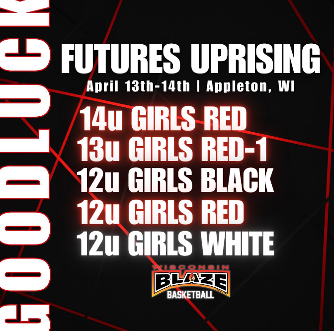 Good luck to our girls teams competing this weekend!
17U Black
16U Inferno
15U Black
14U Black
14U Red
13U Black
13U Red - 1
12U Black
12U Red
12U White 
12U Gold
#wisconsinblaze #beyourbest #betheflame🔥