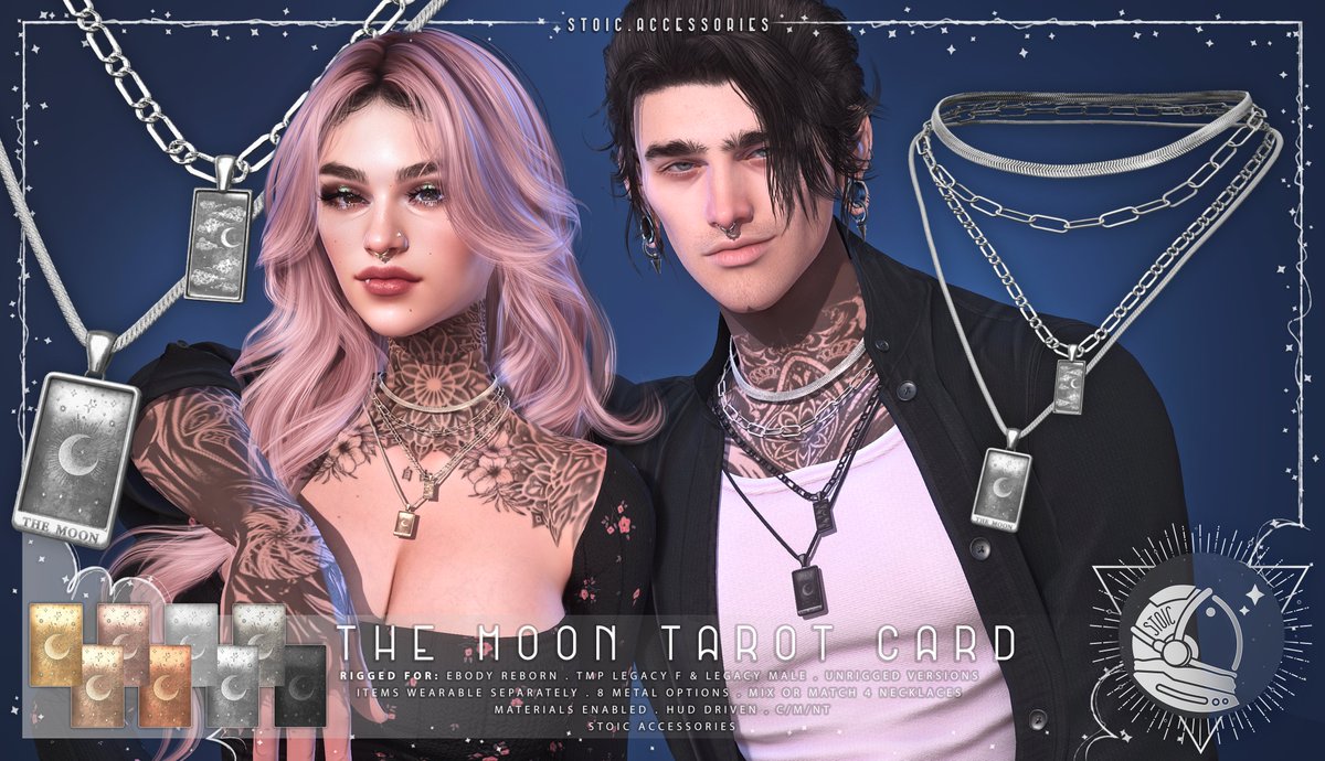 🔮 NEW! STOIC @Kustom9_sl 
The Moon Tarot Card Necklace
Rigged and Non Rigged VRS✨
Info/LMs: flic.kr/p/2pJQu8A