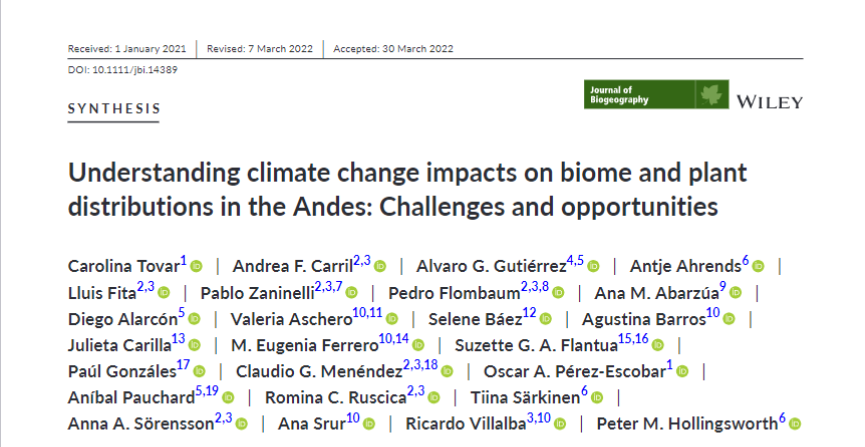 Good news! Our interdisciplinary article is #TopDownloadedArticle in Journal of Biogeography onlinelibrary.wiley.com/doi/epdf/10.11… @kewgardens @Ifaeci @IEBChile @TheBotanics @exactas_uba @agronomiauchile @ianigla @IERconicetunt @UContinental @bjerknesbccr @MuseoHNUNMSM @DCAO_UBA @LIB_UDEC