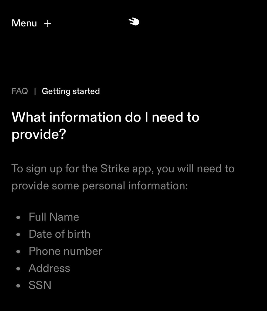 Strike was another KYC (Klaus Your Customer) fail. 👎

I downloaded it and was immediately asked for my personal information. 

Shouldn’t the priority be giving people a way to transact outside the system?