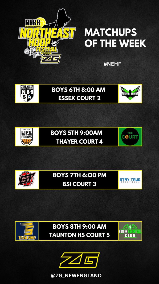 zg_newengland's tweet image. ‼️MATCHUPS OF THE WEEK‼️

NERR 🏀 &amp;amp; Queen of Boston 👑
📍Metrowest/South Shore, MA
#NEHF #ZGQueen

Tournament of Champions 🏆
📍Hampton/Concord, NH
#ZGTOC

⏰April 13-14

Keep an 👀 out for #ZGMatchup content☝️