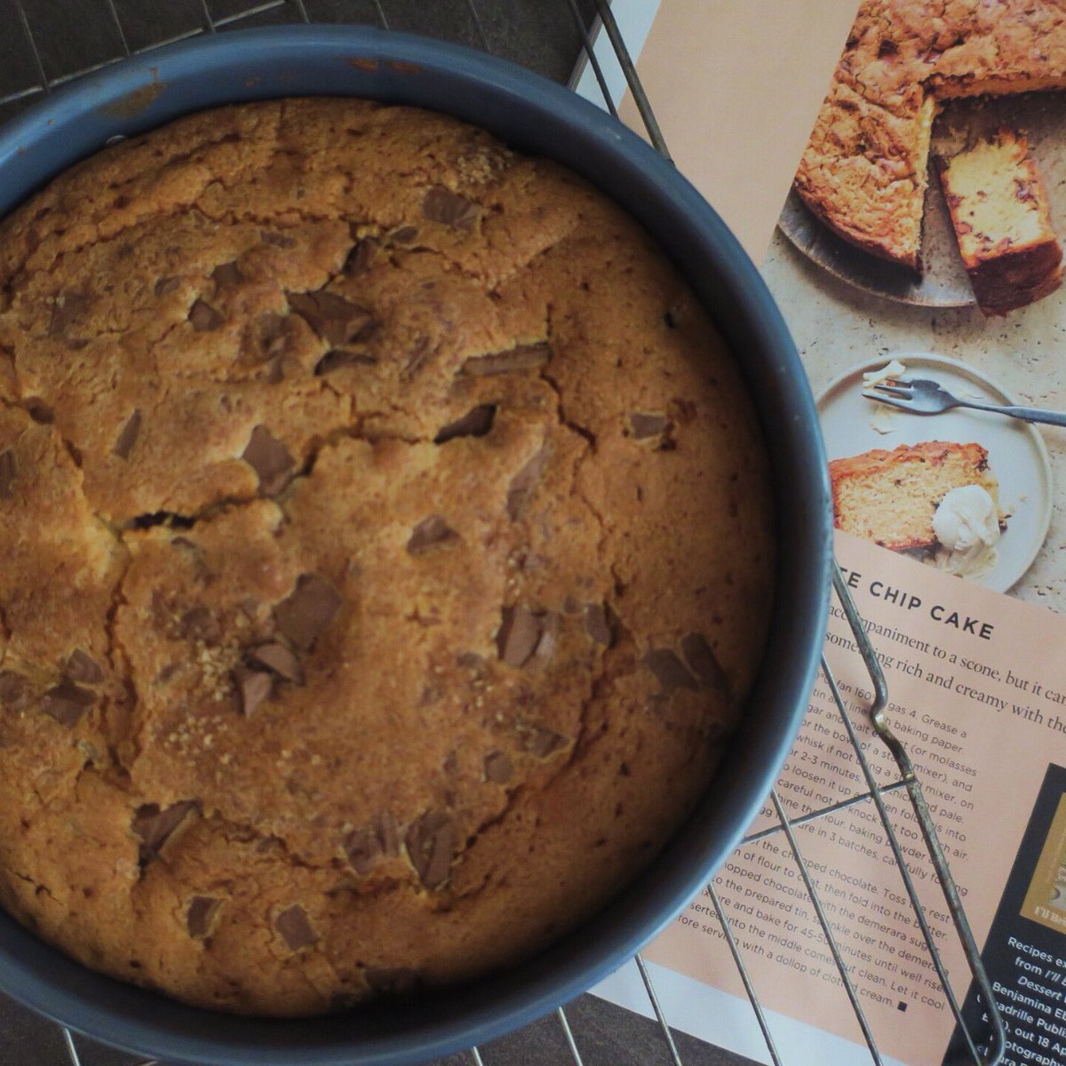 Today’s bake - Clotted Cream Chocolate Chip Cake, a recipe by Benjamina Ebuehi  from her book, I’ll Bring Dessert (out 18th April) featured in the April issue of @SainsburysMag #imadethis