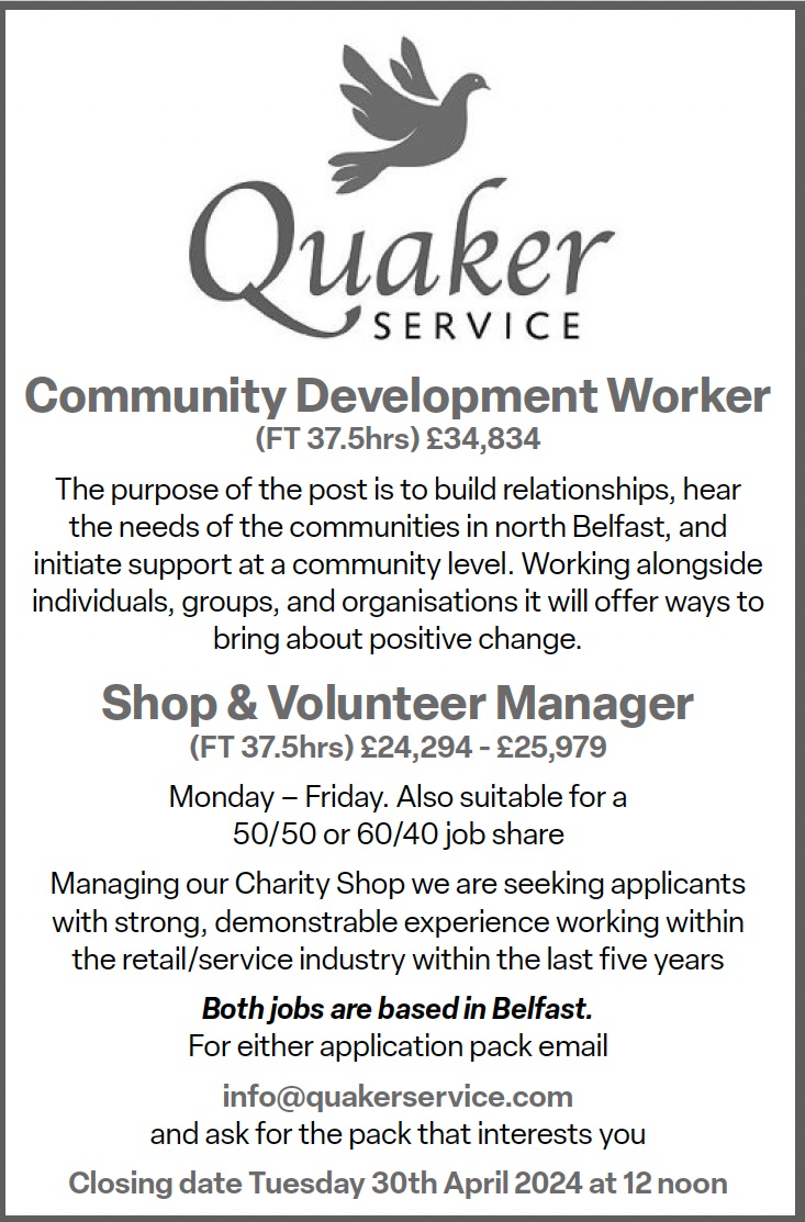 New Journey
New Me
NEW JOB!! 

We would love you to apply or share with those who might be interested. Two f/t posts available, closing date is Tuesday 30th April.

Community Development Worker 
communityni.org/job/community-…

Shop &amp; Volunteer Manager
communityni.org/job/shop-and-v…

#jobfairy