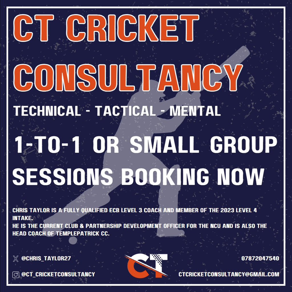 TCC’s Head Coach @chris_taylor27 is running one to one &amp; group sessions this season. Chris is not just our head coach but a highly qualified member of the NCU team. 

Contact him directly for more details
#TCC #1to1coaching #ecblevel4