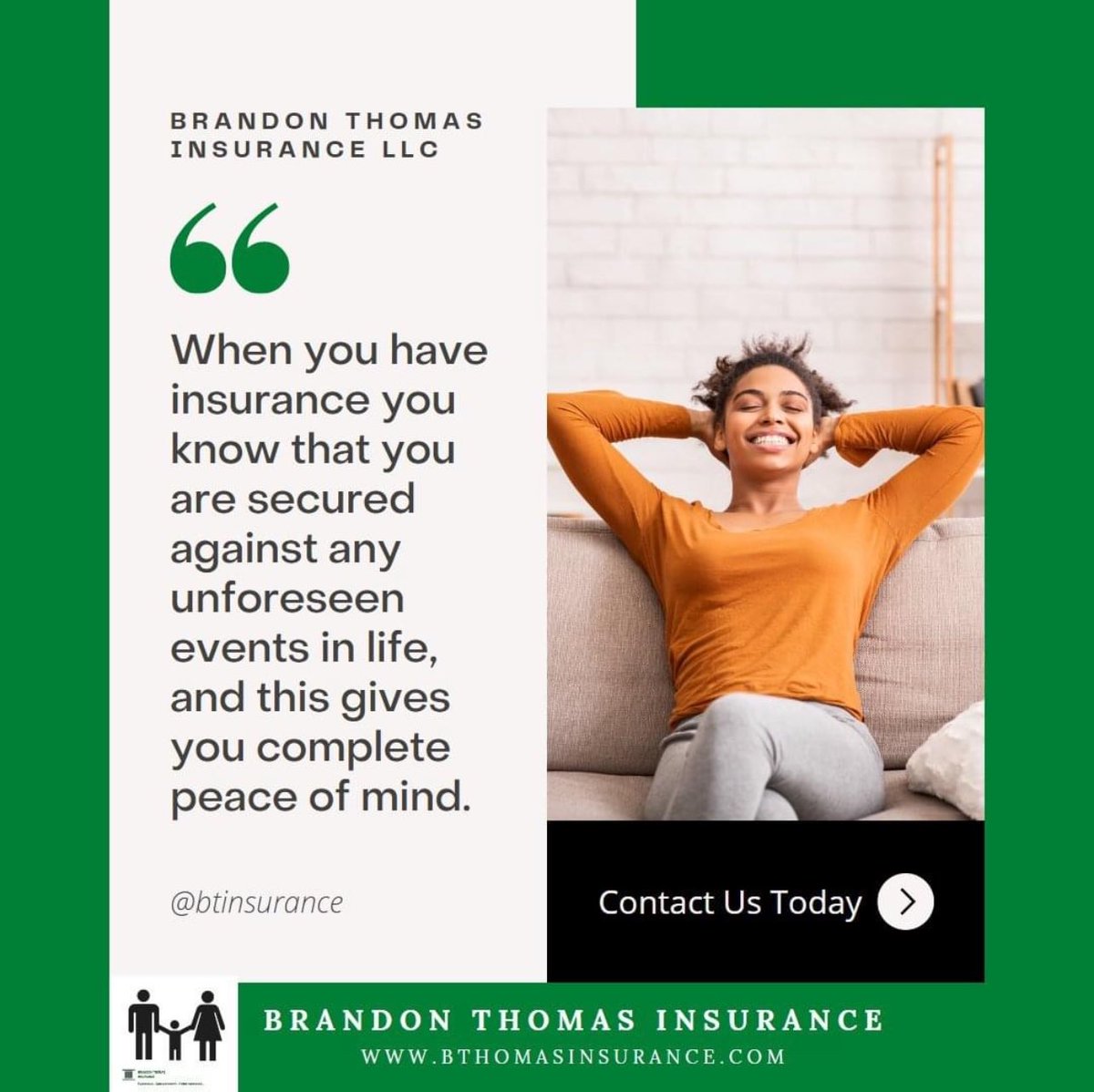 BTInsuranceLLC's tweet photo. When you have insurance you know that you are secured against any unforeseen events in life, and this gives you complete peace of mind.

CALL (512)-549-6123 NOW! So you and your family can be well protected today! https://t.co/CLcvCTDvUz