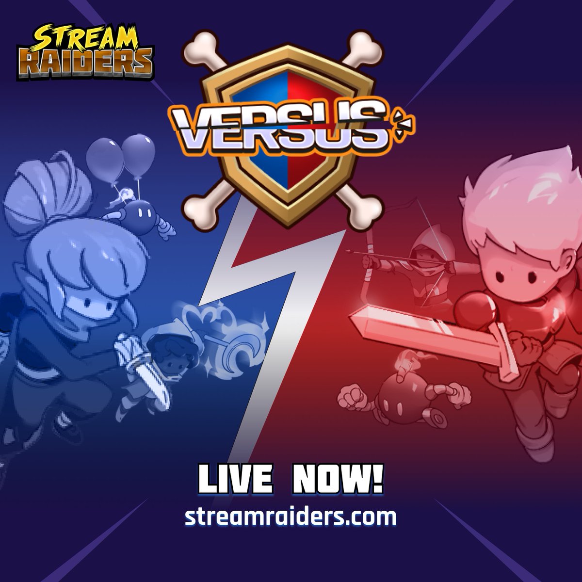 ⚔️⚔️⚔️ Versus Clash is now LIVE! ⚔️⚔️⚔️ Play all weekend to battle other communities, earn bones, and unlock cool skins! streamraiders.com