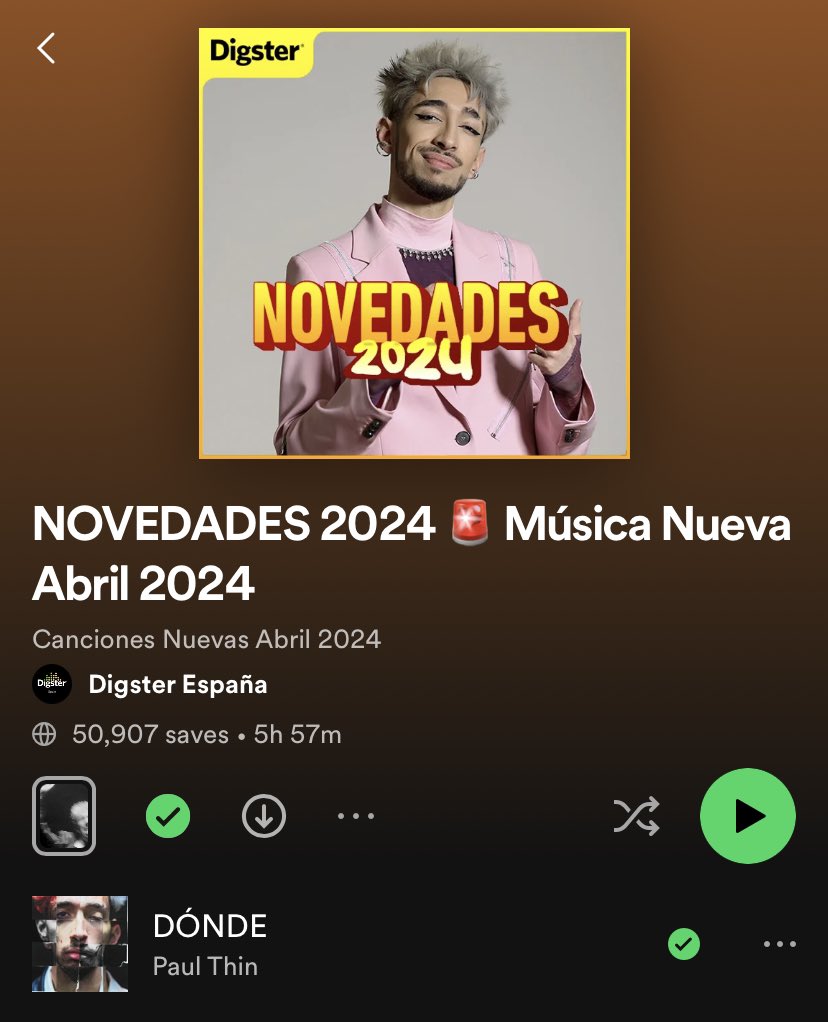 DÓNDE siendo la cabecera del playlist de Digster que tienen guardada más de 50k personas y Paul Thin de portada, por favor esto es buenísimo chicas