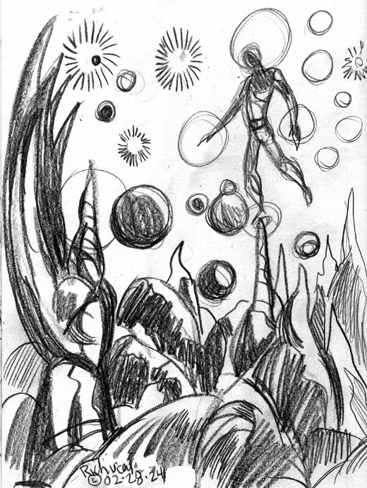 Thedocbot's tweet photo. 017 #Sketchbookpage posting of 2024! Cheers! #sketchbook #drawrick #pulpart #charactersketches #conceptart #scifiart #figures #pulp #spaceships #spaceopera #cypberpunk #landscapes #alientypes #horror #mystery #cityscape https://t.co/8z0QxkBZXz
