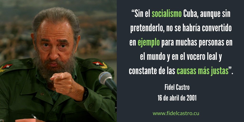 📅16 de abril del 2001 🎙️#FidelCastro expresa: “Sin el socialismo Cuba, aunque sin pretenderlo, no se habría convertido en ejemplo para muchas personas en el mundo y en el vocero leal y constante de las causas más justas”.

👉bit.ly/2RkBRpp #FidelViveEntreNosotros