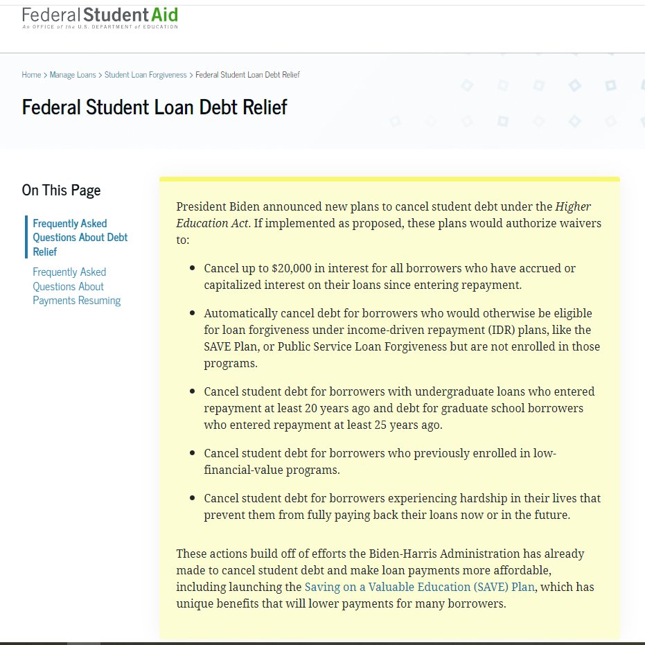 The new student loan forgiveness plans have been announced: studentaid.gov/manage-loans/f…