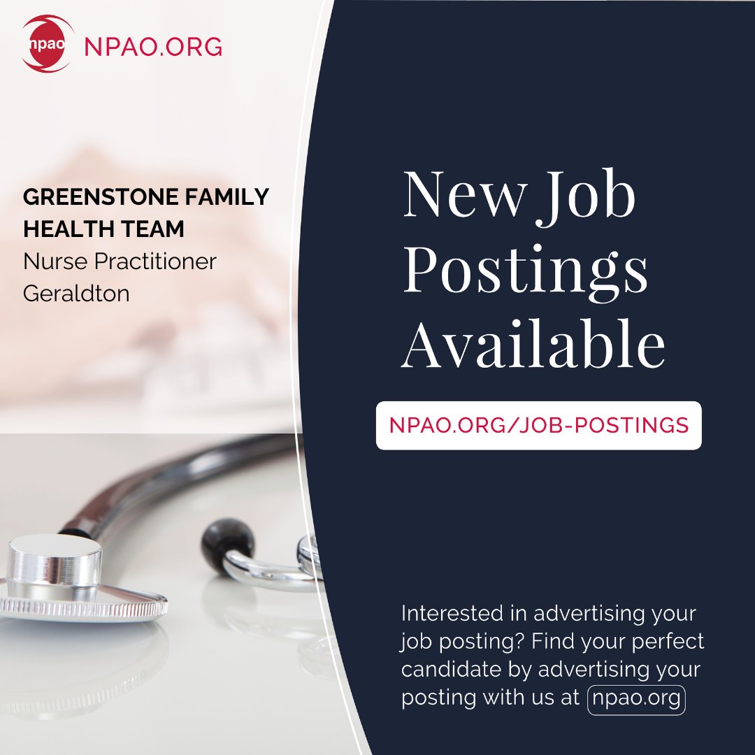 New Job Postings Available! Learn more & Apply: npao.org/category/job-p… New Job Posting | Greenstone Family Health Team (#Geraldton) #NursePractitioner #NP #Ontario #NPcareer #NPposting #CareerinNursing