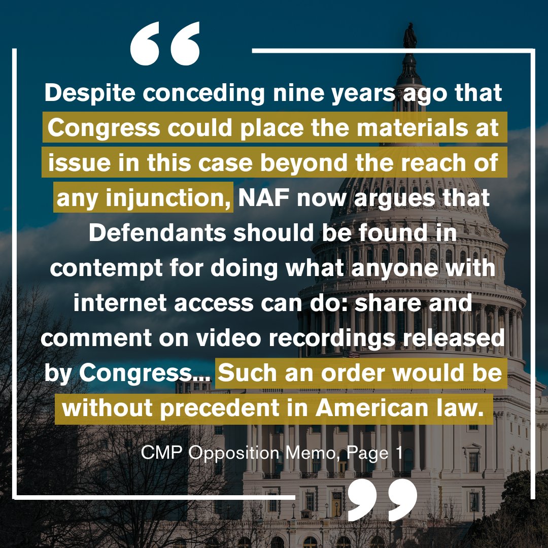 🚨BREAKING: @NatAbortionFed filed a motion to hold @daviddaleiden in contempt of court for reposting videos already released into the public record by Congress. Read our response: 'Despite conceding nine years ago that Congress could place the materials at issue in this case…