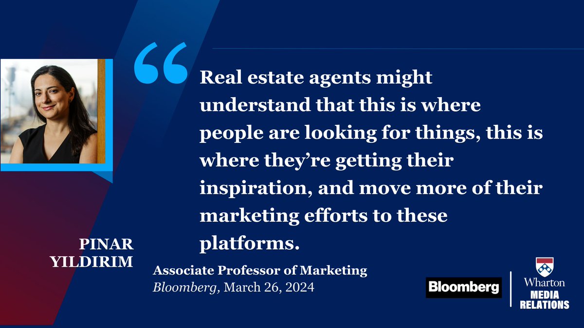 Social media is increasingly being used to help with home sales. Professor @Prof_Yildirim talks to @Bloomberg about how social media is helping to change the real estate landscape. whr.tn/3JhNvMn