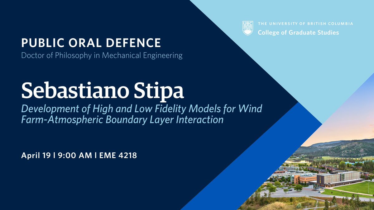 Sebastiano Stipa will defend their dissertation on April 19, 2024. All defences are open to the public. 

Learn more: bit.ly/UBCO-Graduate-…

@UBCOSOE