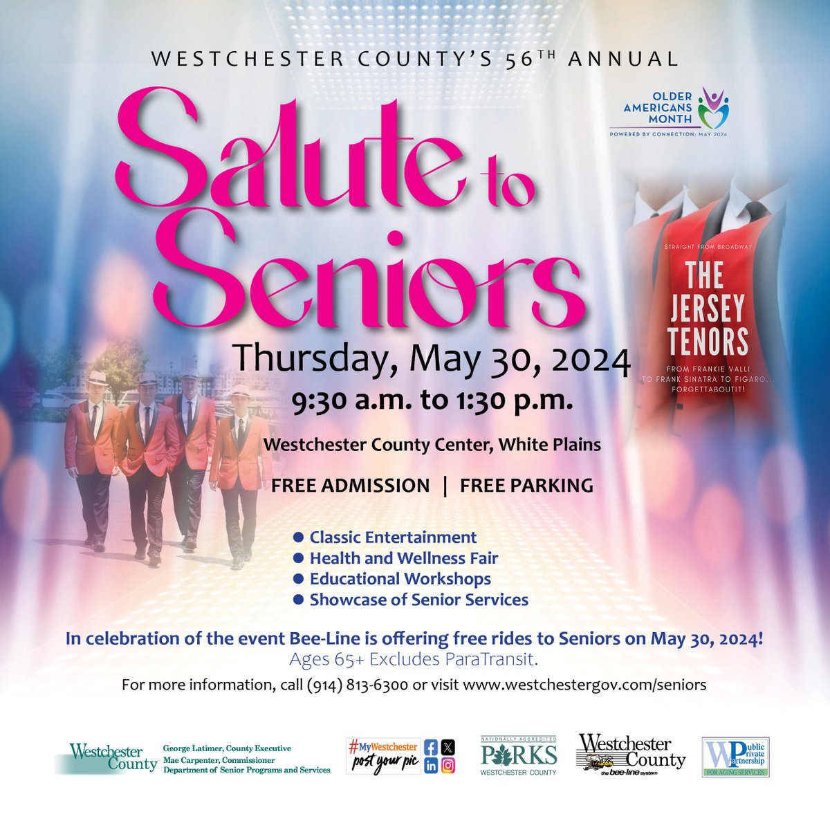In celebration of Older Americans Month, Westchester County is holding its 56th Annual Salute to Seniors event at the Westchester County Center on Thursday, May 30, 2024, from 9:30 am to 1:30 pm. Read more here: ow.ly/wAEv50RflBs