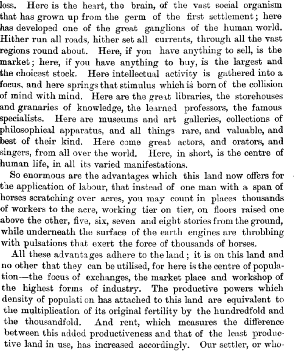 George's understanding of urban rent is shockingly more cogent and prophetic. Why anyone would consider Marx a useful theorist here is beyond me.