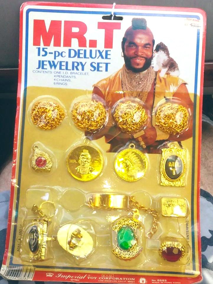 Super70sSports's tweet photo. Perhaps the highlight of wearing this Mr. T jewelry was looking at your 4th grade teacher and saying “Hey woman! Hey woman! Since your old man ain’t got no heart, I’ll show you how a real man takes a spelling test.” https://t.co/pSfKuuLa0p