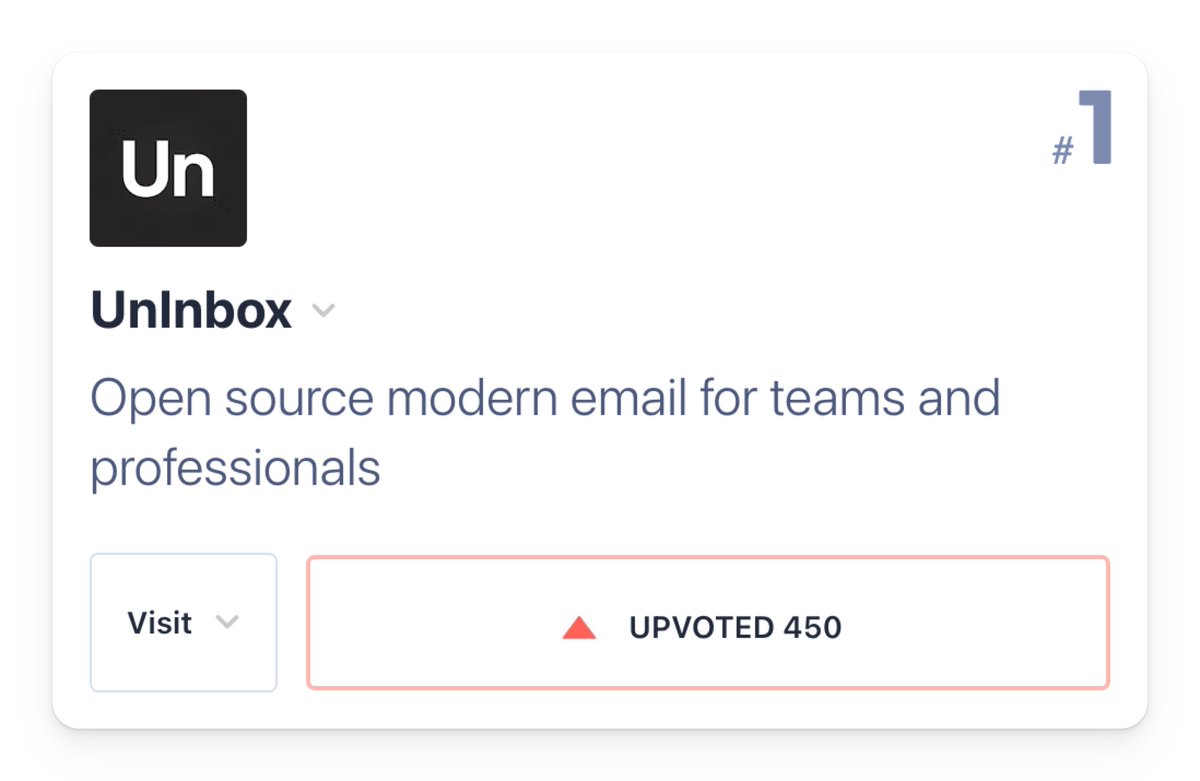 12 hours after we started and we have 450 🔺 on @ProductHunt 824 ⭐ on @github 970 👤 on @UnInbox thank you all 🙏