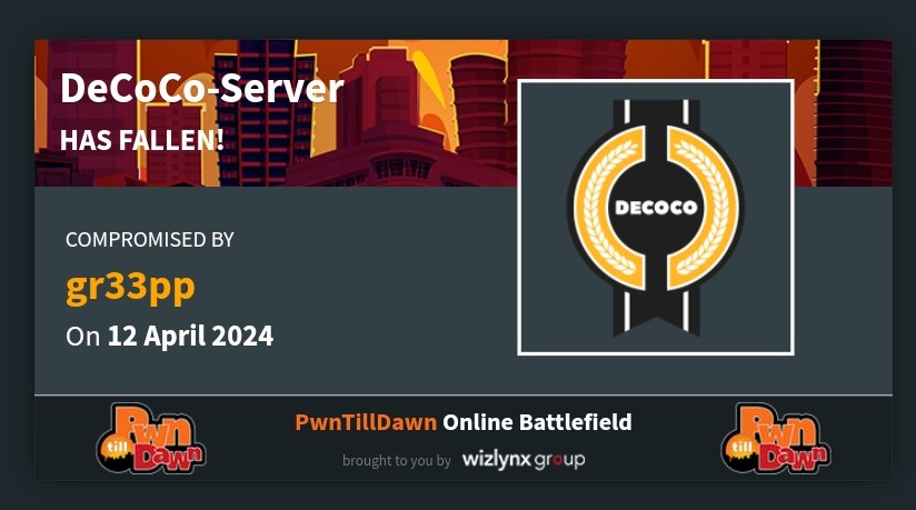 gr33pp's tweet image. Shocked DeCoCo? 🌚. Nice challs @wizlynxgroup at PwnTillDawn Online Battlefield.