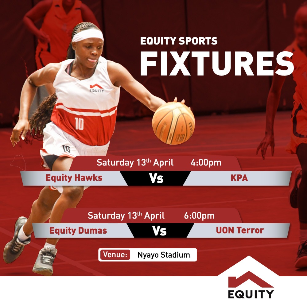 You don’t want to miss out this action packed weekend as Equity Hawks face their biggest rivals KPA, while Equity Dumas battles it out with UON terror. Come cheer #TeamEquity #BasketBall #EquitySports