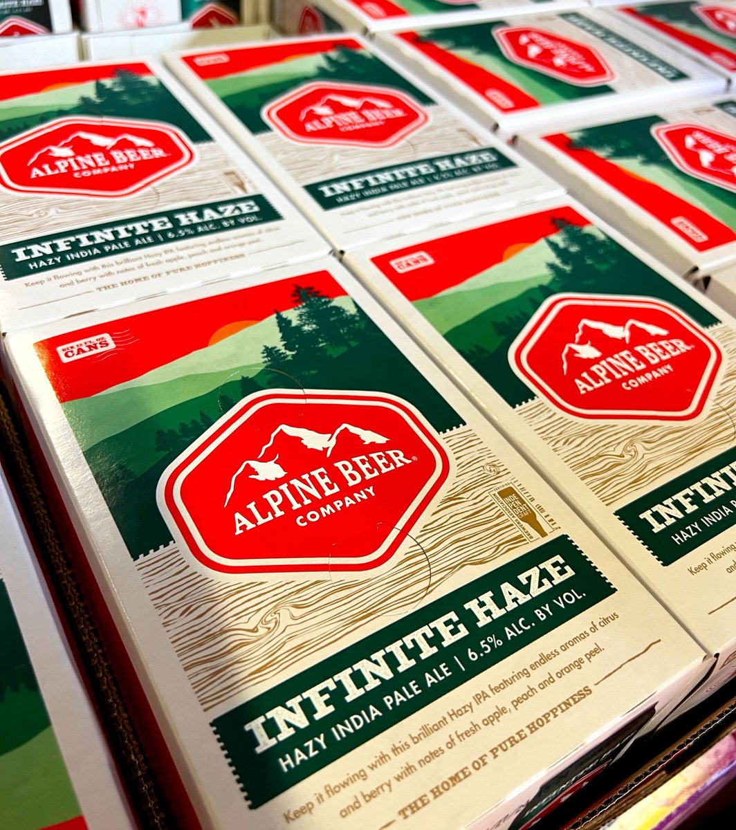 Savor the perpetual delight of Infinite Haze. Follow the link in our bio to find these hazy 6-packs near you. 🌲 #AlpineBeerCo #InfiniteHaze