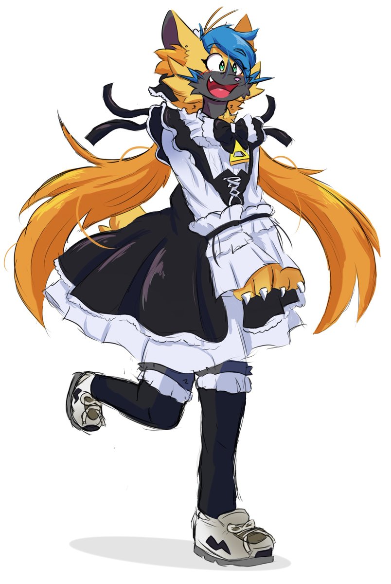 Dapuffster's tweet photo. Flint rockin that Maid Outfit Sneaker combo 🔥 https://t.co/jYziHHLPFb