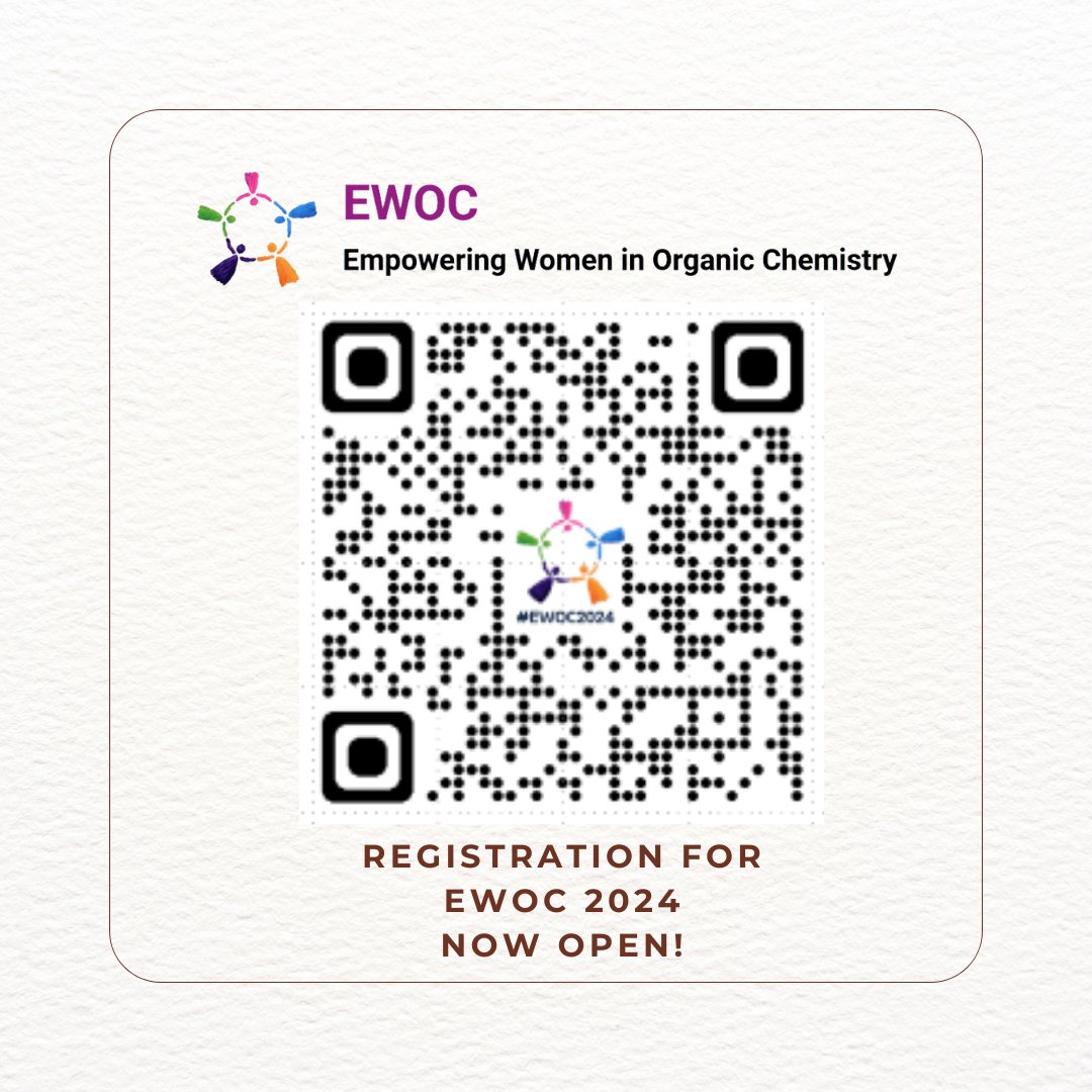 The WCC is proudly announcing its partnership with the Empowering Women in Organic Chemistry (EWOC) conference. EWOC 2024 will take place on Thursday/Friday, June 20 and 21, at Merck in Rahway NJ Registration is now open at ewochem.org or by scanning the QR code.