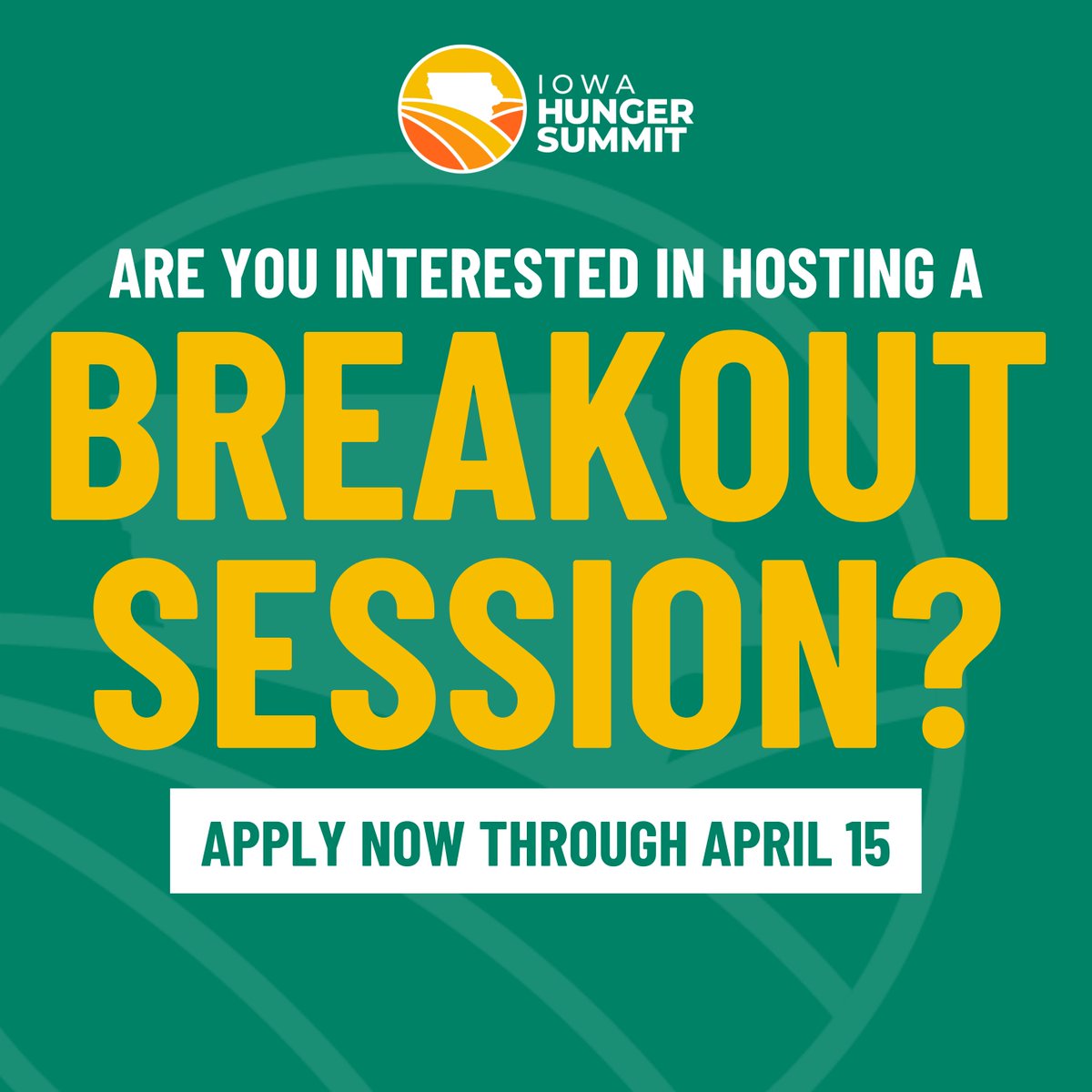 🌽 Be part of the solution! Host a breakout session at the 2024 Iowa Hunger Summit & contribute to nourishing Iowa's food systems. Your session can make a difference in every corner of the state, tackling food insecurity. Apply By April 15: bit.ly/43aC6qH #IHS24