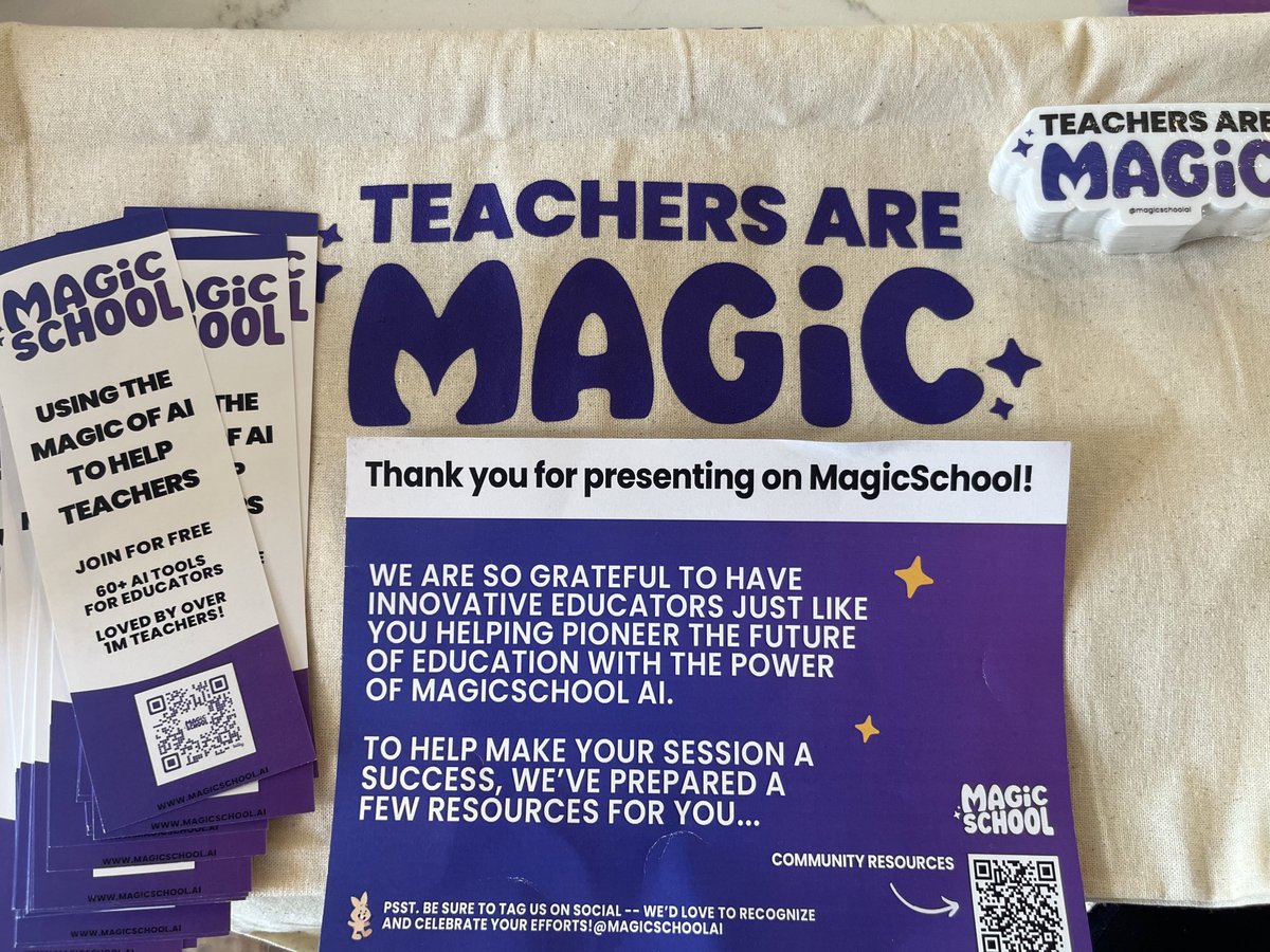 Thank you @magicschoolai @jlo731 @adeelorama for the amazing swag to give out in my presentation!!!! Love love love the resources and the post card was a nice touch!

#weekofai #happymail #magicschool