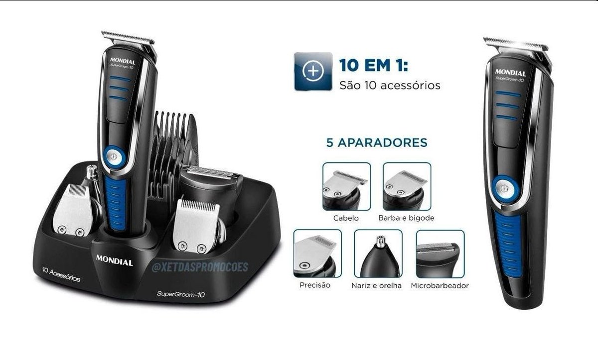 DÁ PRA ABRIR UMA BARBEARIA NA GARAGEM 💇‍♂️ Aparador de Pelos Mondial Super Groom 10 em 1 💵 R$ 97,90 no Pix 🔗 xetdaspromocoes.com/s/xjRqo3sm