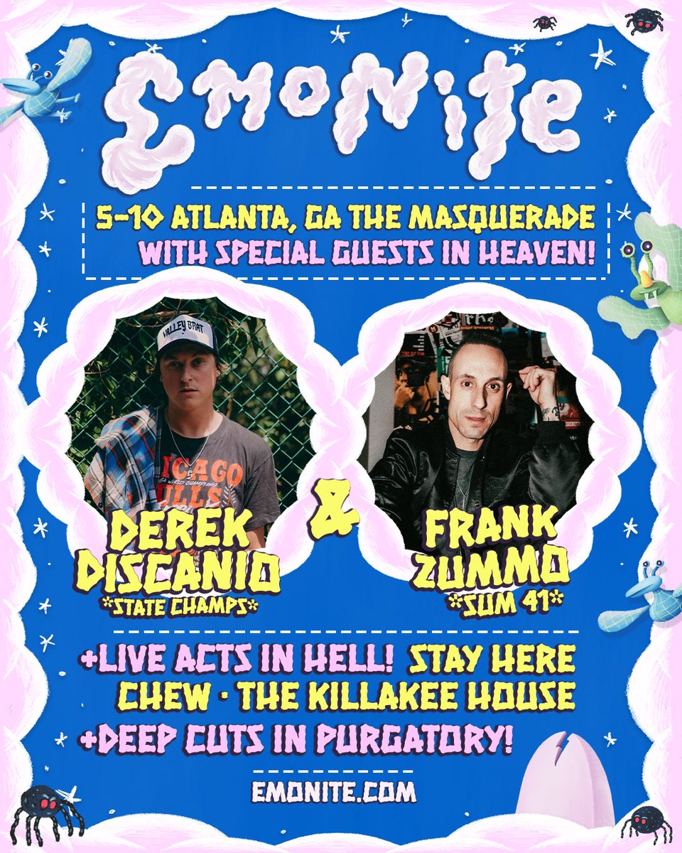 PUT UR HANDS 2GETHER ATLANTA! bc we're bringing special guests @dereksteez & @fzummo to party with u on 5/10 at the masquerade!! don't forget to check out our lineup of amazing bands in HELL @stayherega, chew & @KillakeeHouse ok?? tour.emonite.com